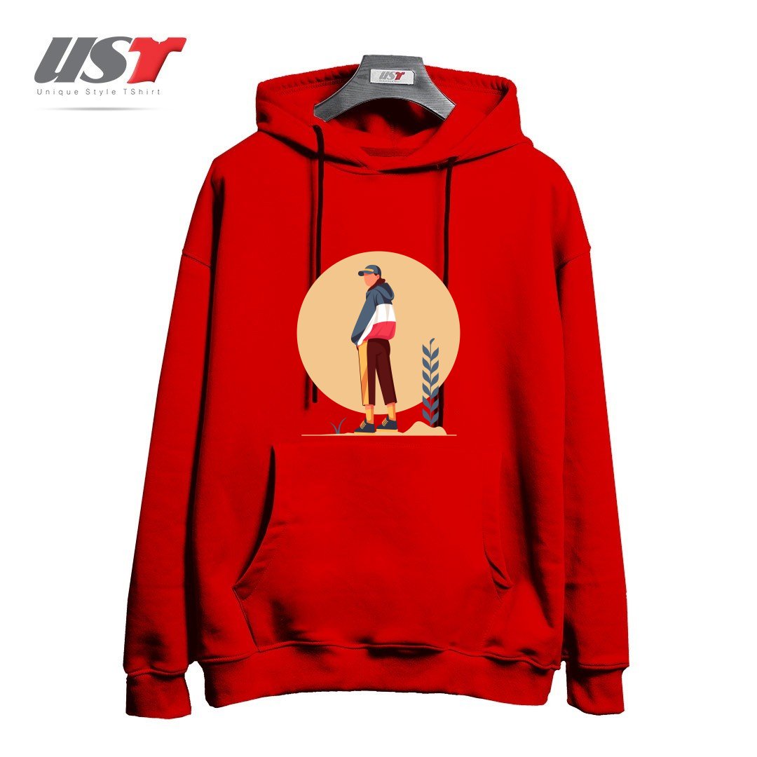 طرح Life Style26 هودی اورسایزرنگ قرمز