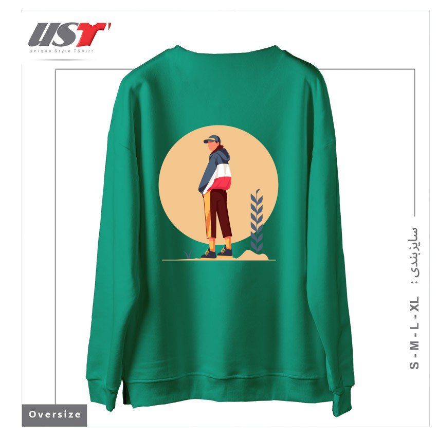 طرح Life Style26 سوییشرت اورسایزرنگ سبز سدری