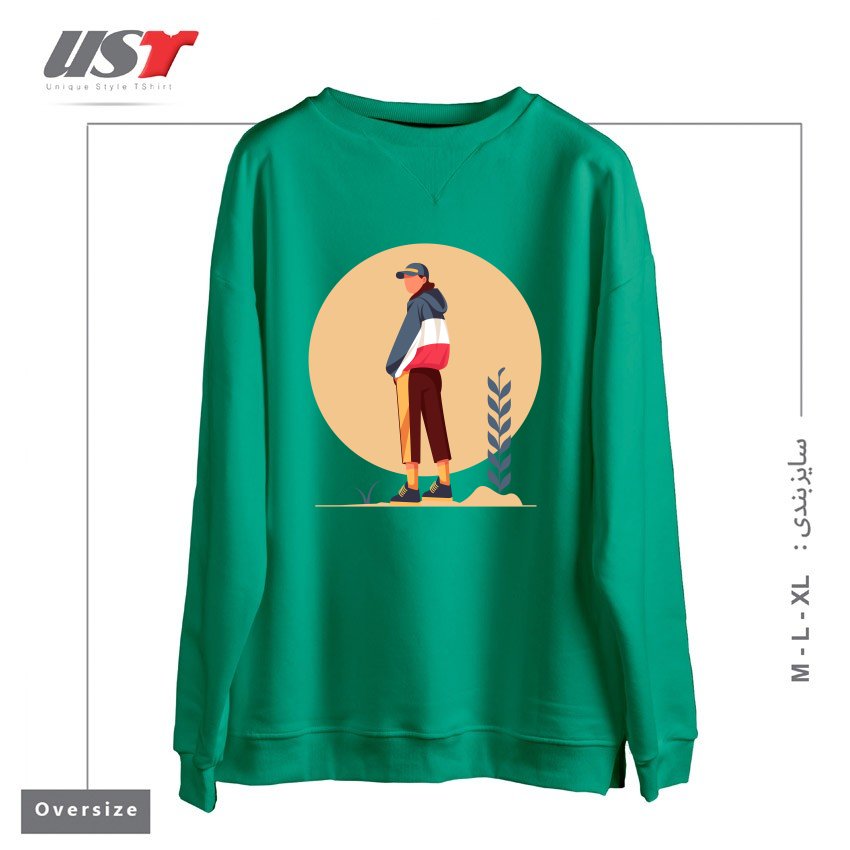 طرح Life Style26 سوییشرت اورسایزرنگ سبز سدری