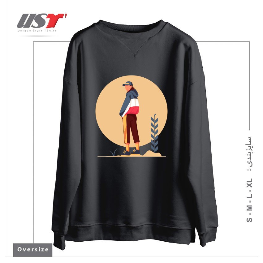 طرح Life Style26 سوییشرت اورسایزرنگ دودی