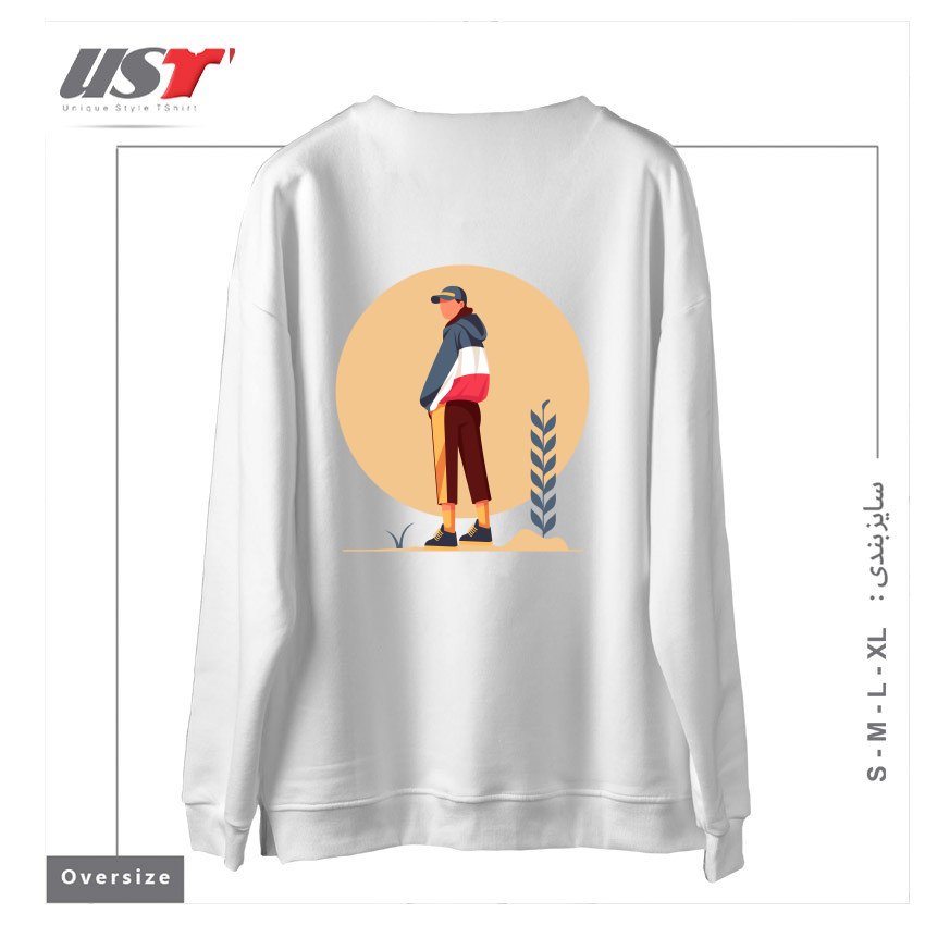 طرح Life Style26 سوییشرت اورسایزرنگ سفید