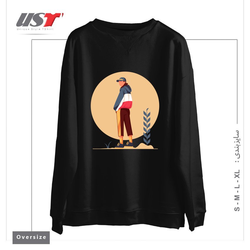 طرح Life Style26 سوییشرت اورسایزرنگ مشکی