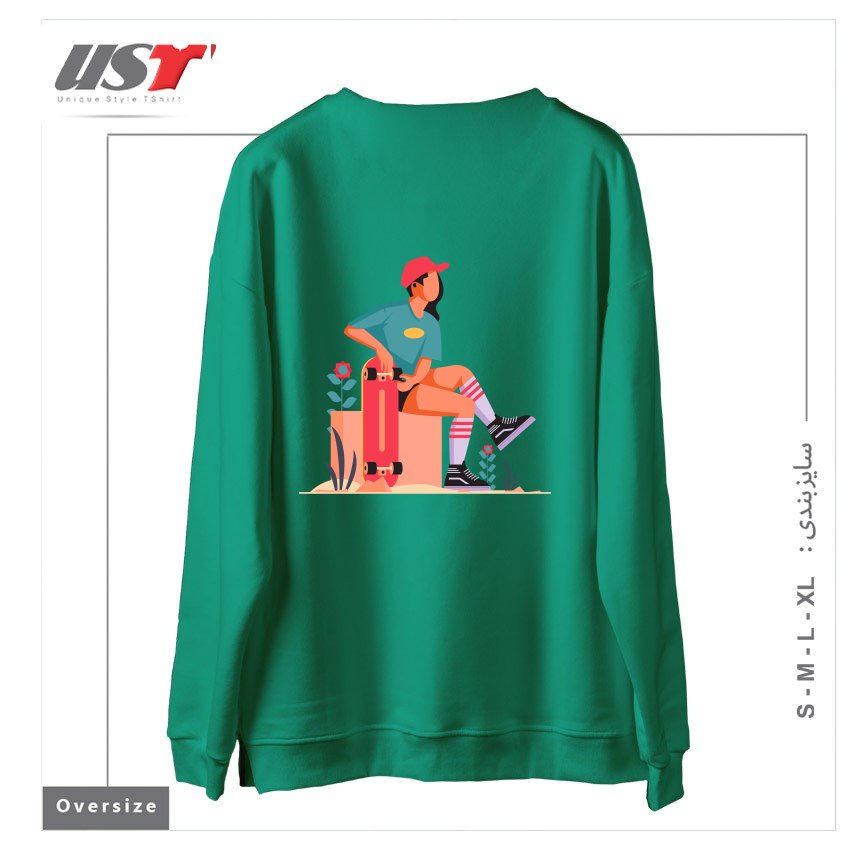 طرح Life Style29 سوییشرت اورسایزرنگ سبز سدری