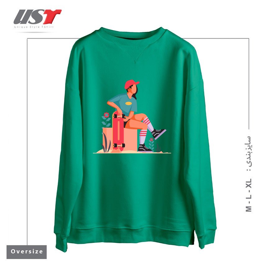 طرح Life Style29 سوییشرت اورسایزرنگ سبز سدری