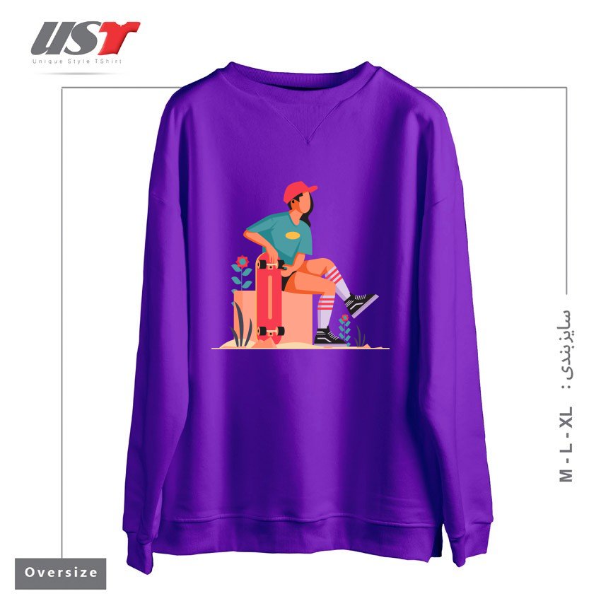 طرح Life Style29 سوییشرت اورسایزرنگ بنفش