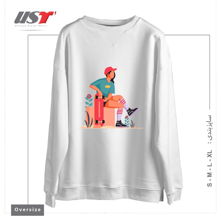 طرح Life Style29 سوییشرت اورسایزرنگ سفید