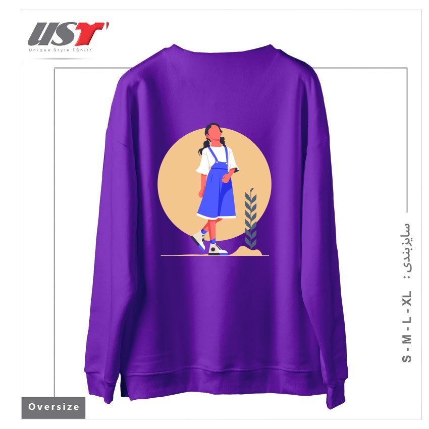 طرح Life Style30 سوییشرت اورسایزرنگ بنفش