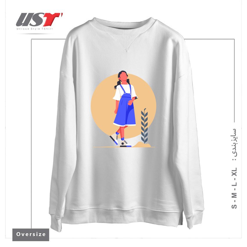 طرح Life Style30 سوییشرت اورسایزرنگ سفید