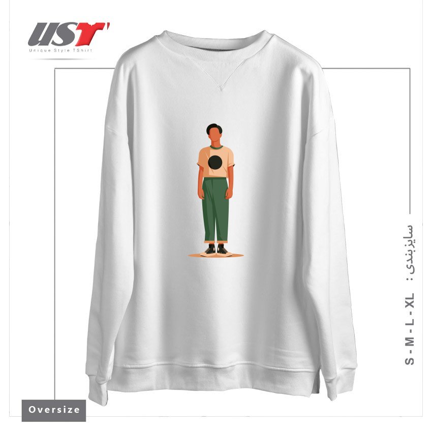 طرح Life Style31 سوییشرت اورسایزرنگ سفید