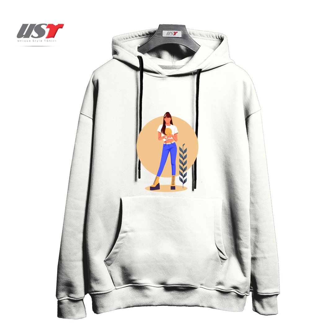 طرح Life Style33 هودی اورسایزرنگ سفید