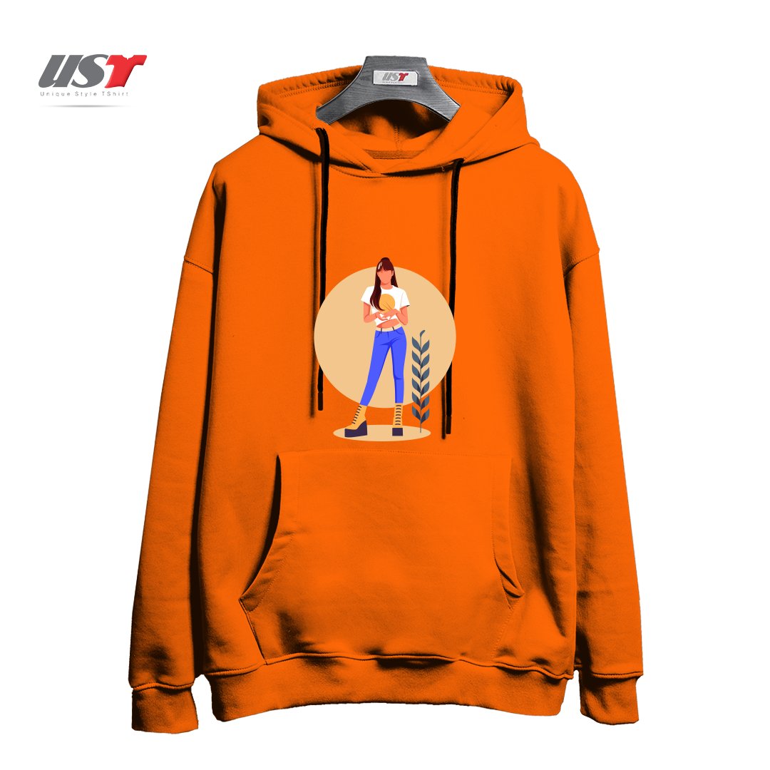 طرح Life Style33 هودی اورسایزرنگ نارنجی