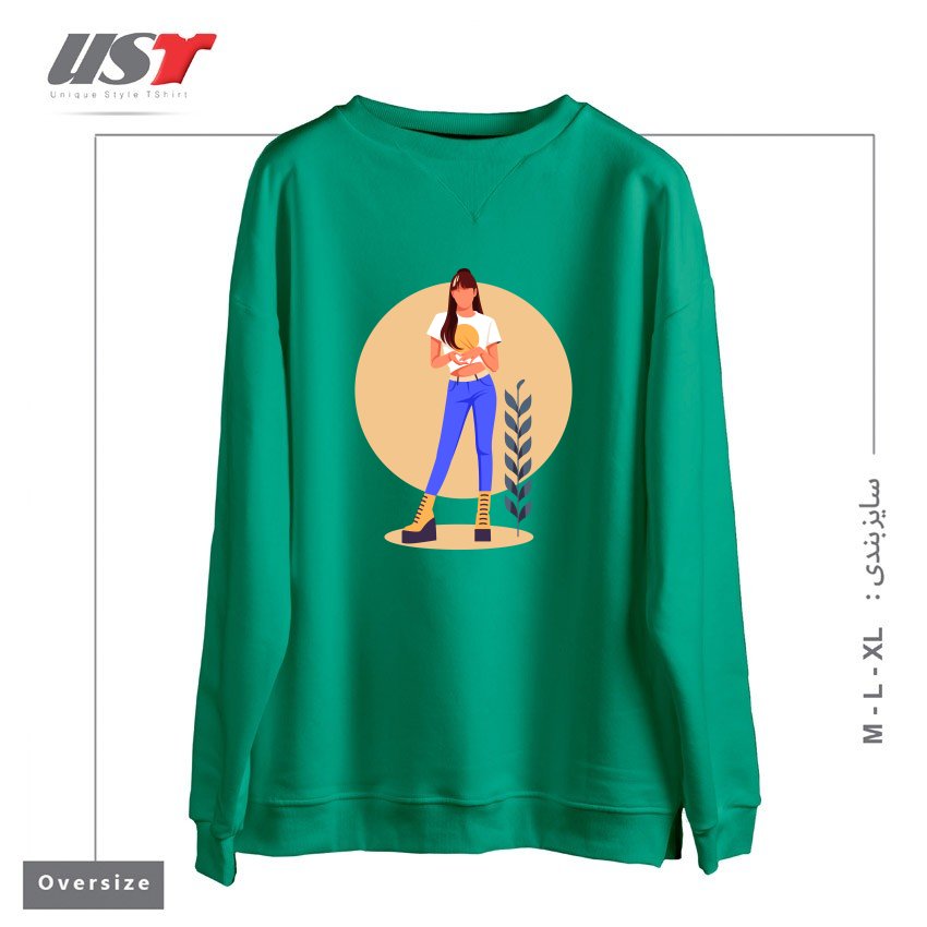 طرح Life Style33 سوییشرت اورسایزرنگ سبز سدری