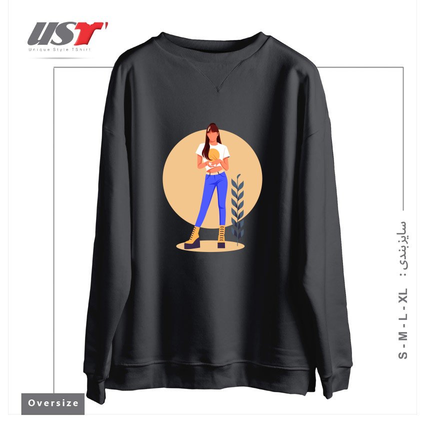 طرح Life Style33 سوییشرت اورسایزرنگ دودی