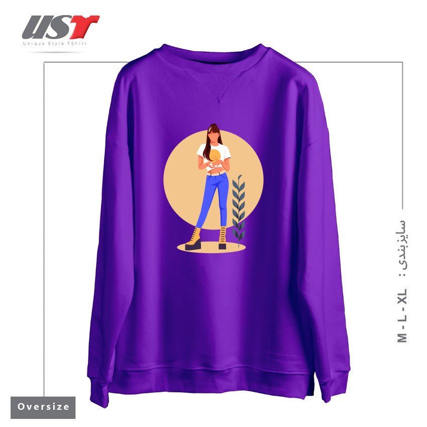 طرح Life Style33 سوییشرت اورسایزرنگ بنفش