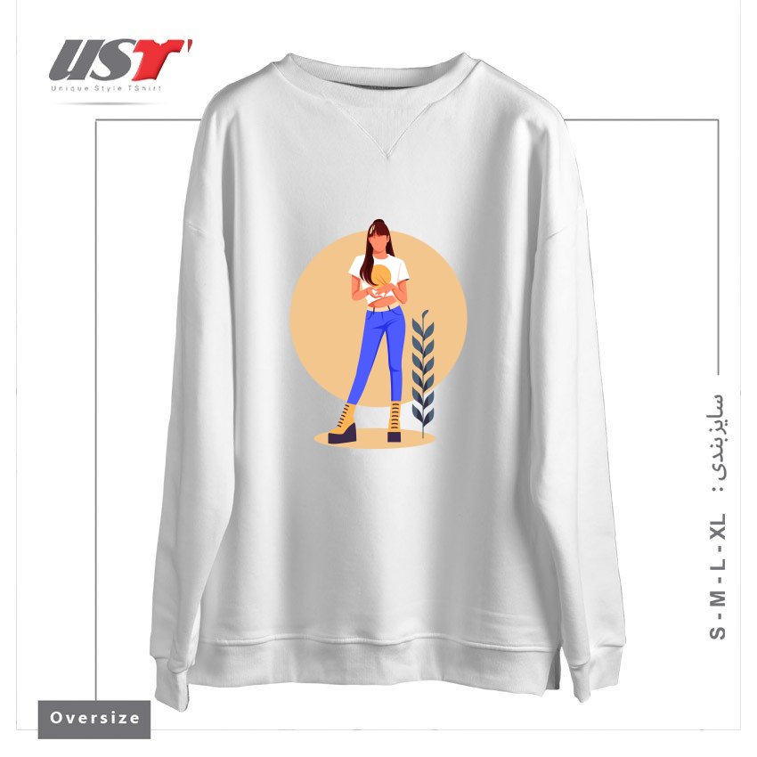 طرح Life Style33 سوییشرت اورسایزرنگ سفید