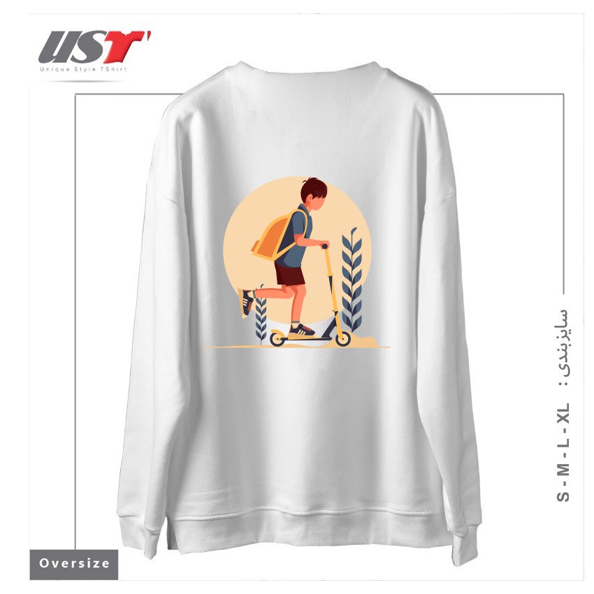 طرح Life Style34 سوییشرت اورسایزرنگ سفید