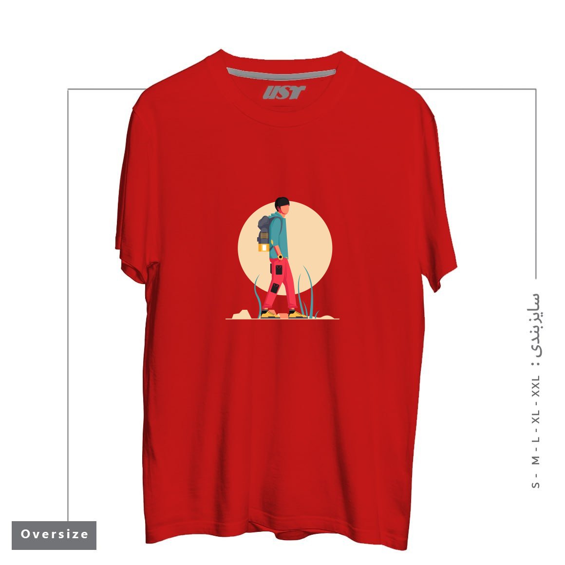طرح Life Style35 تیشرت اورسایزرنگ قرمز