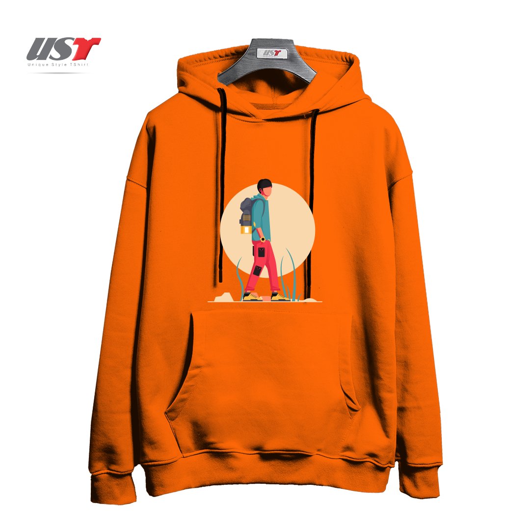 طرح Life Style35 هودی اورسایزرنگ نارنجی