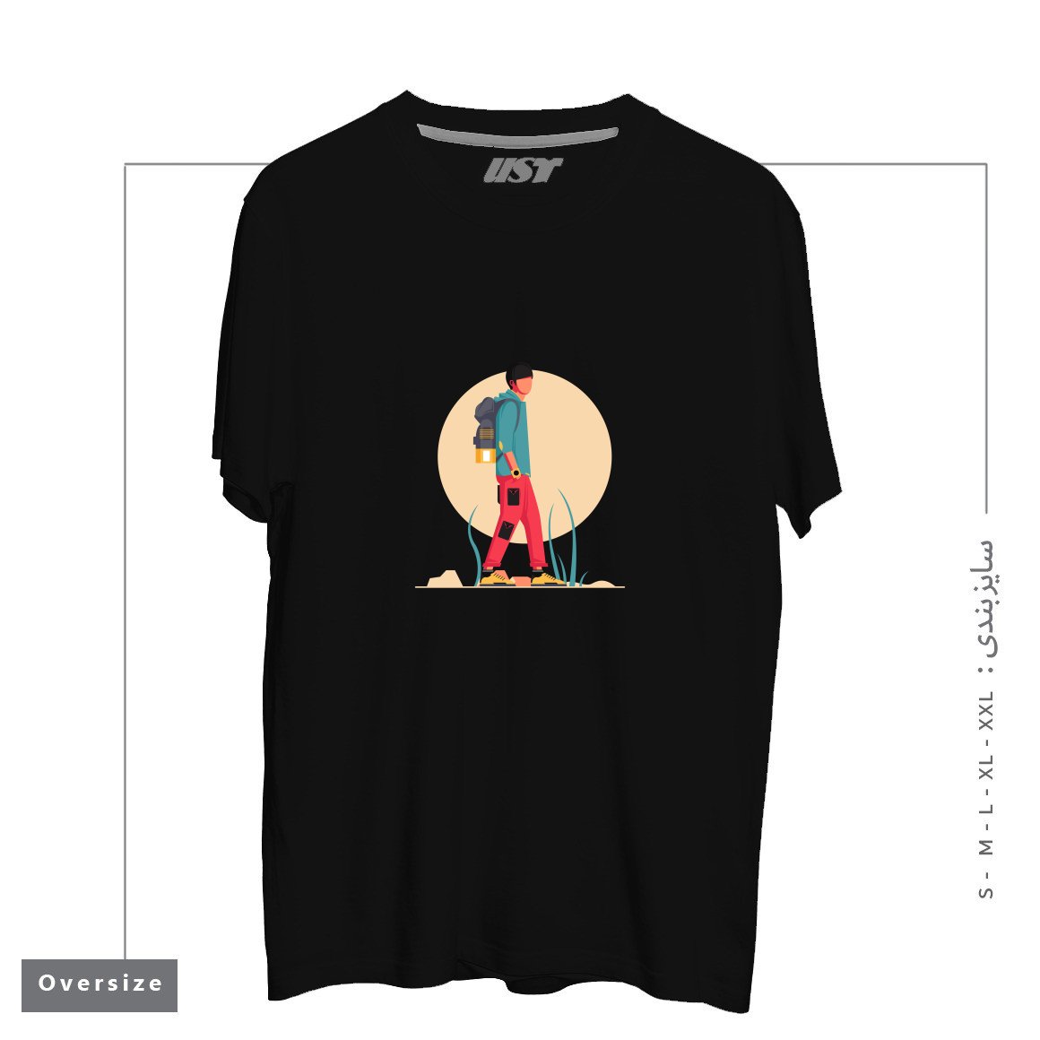 طرح Life Style35 تیشرت اورسایزرنگ مشکی