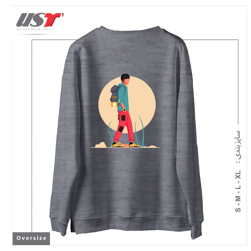 طرح Life Style35 سوییشرت اورسایزرنگ طوسی ملانژ