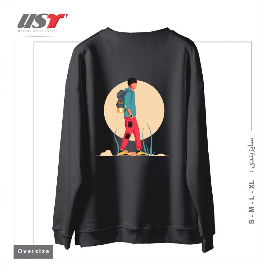 طرح Life Style35 سوییشرت اورسایزرنگ دودی