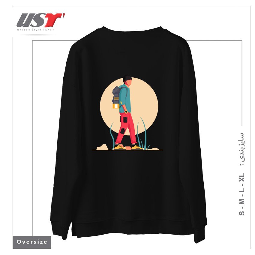 طرح Life Style35 سوییشرت اورسایزرنگ مشکی