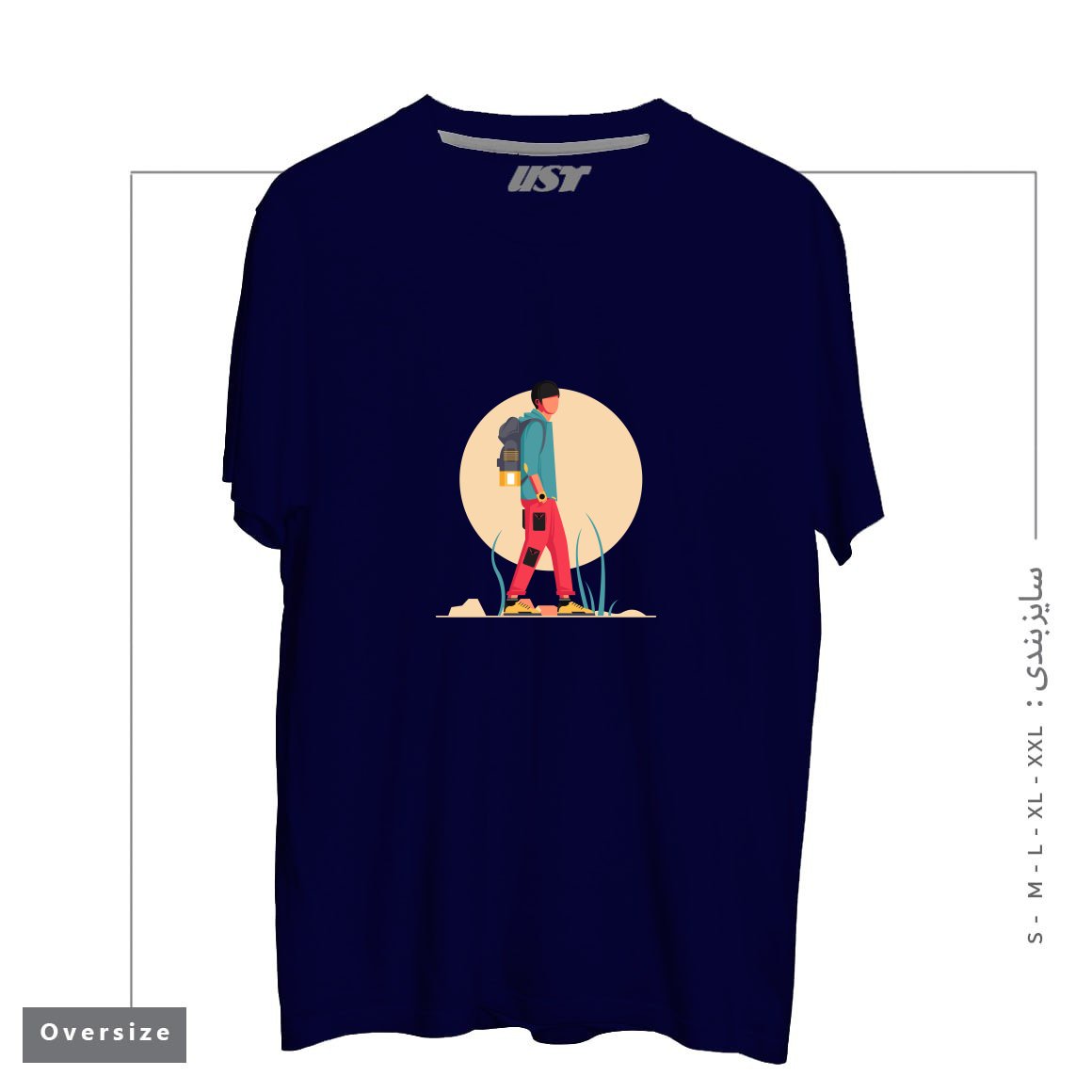 طرح Life Style35 تیشرت اورسایزرنگ سرمه ای