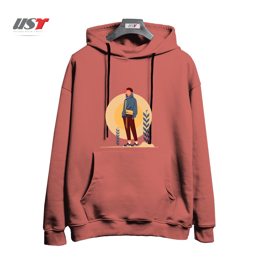 طرح Life Style36 هودی اورسایزرنگ آجری