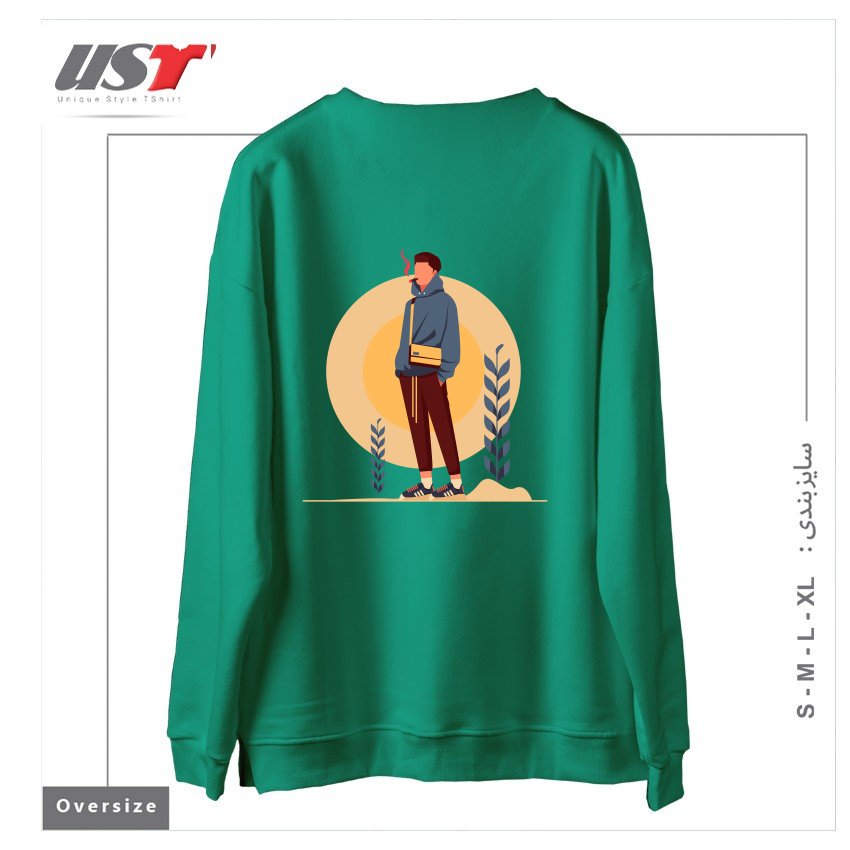 طرح Life Style36 سوییشرت اورسایزرنگ سبز سدری