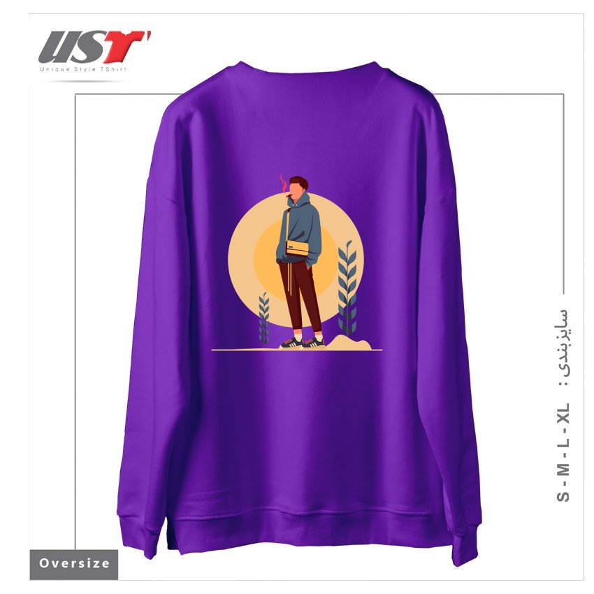 طرح Life Style36 سوییشرت اورسایزرنگ بنفش