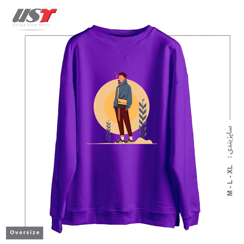 طرح Life Style36 سوییشرت اورسایزرنگ بنفش