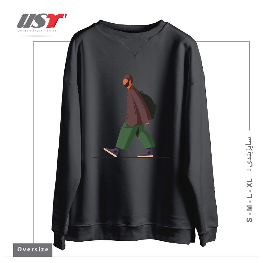 طرح Life Style37 سوییشرت اورسایزرنگ دودی