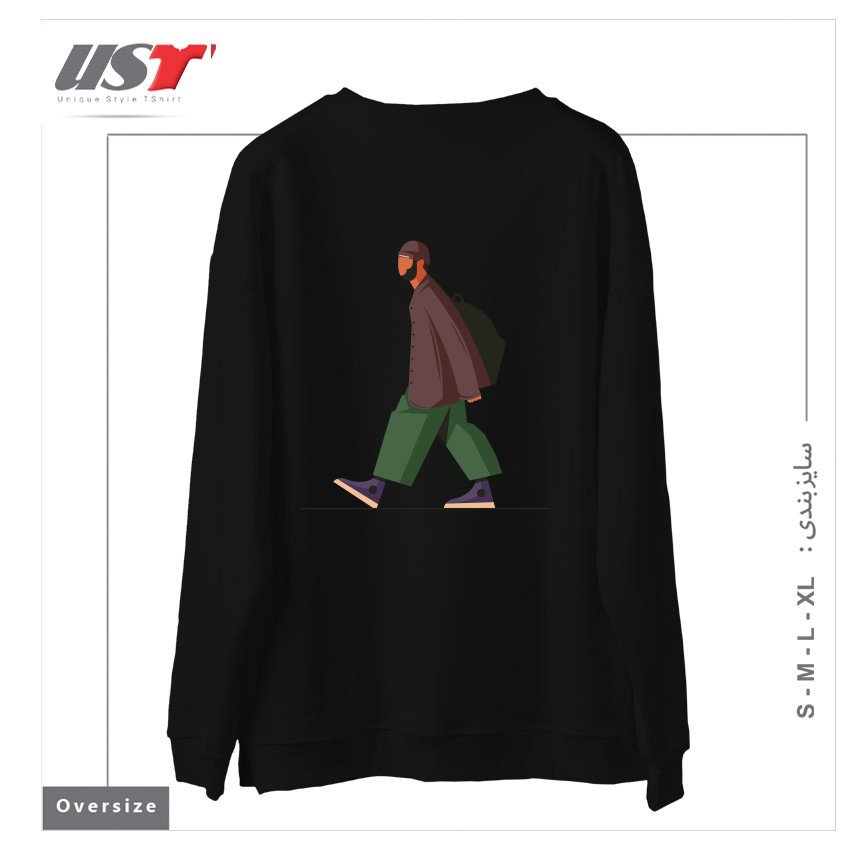 طرح Life Style37 سوییشرت اورسایزرنگ مشکی