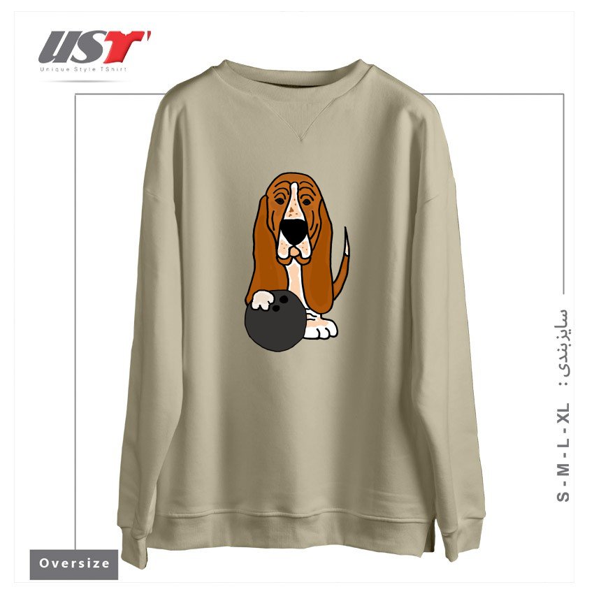 سوییشرت اورسایز طرح FUNNY BASSET HOUND DOG BOWLING CARTOON