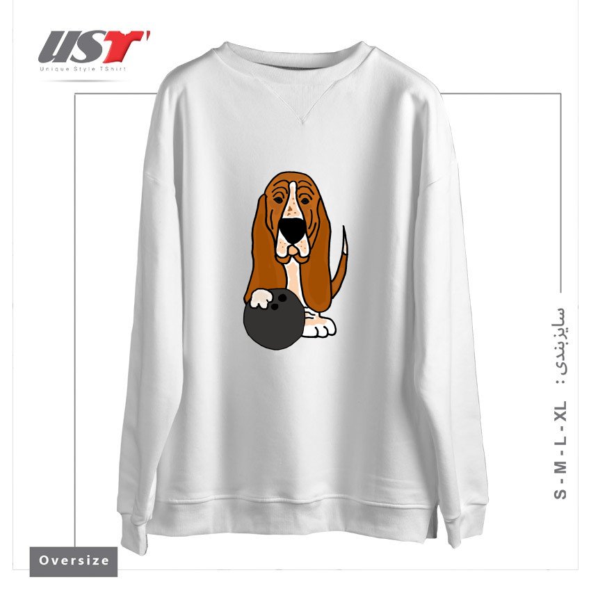 سوییشرت اورسایز طرح FUNNY BASSET HOUND DOG BOWLING CARTOON