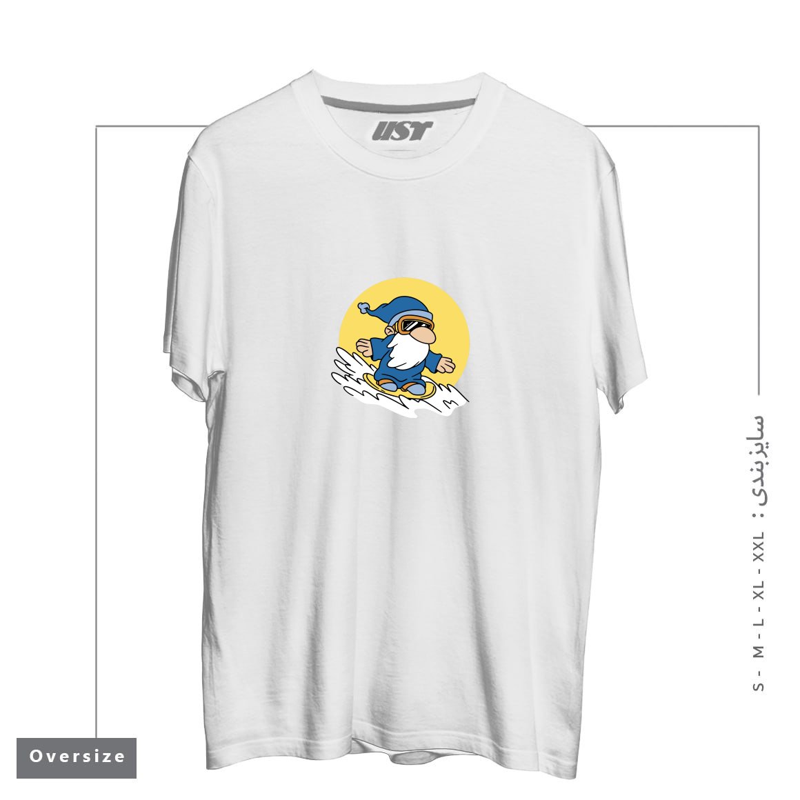 تیشرت اورسایز طرح GNOME ON SNOWBOARD
