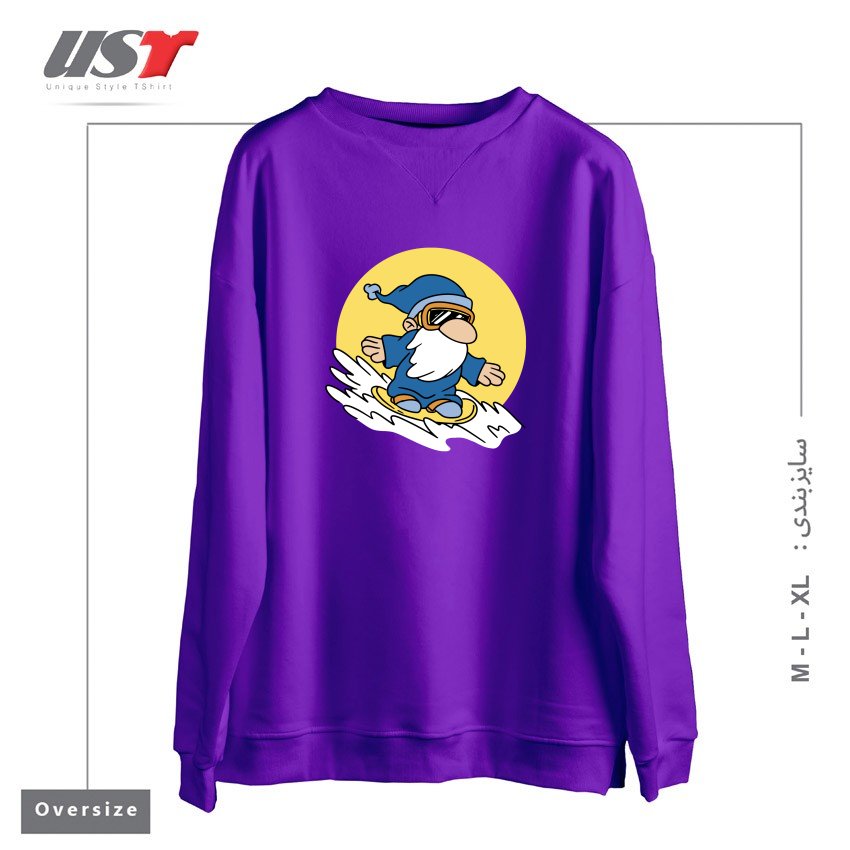 طرح GNOME ON SNOWBOARD سوییشرت اورسایزرنگ بنفش