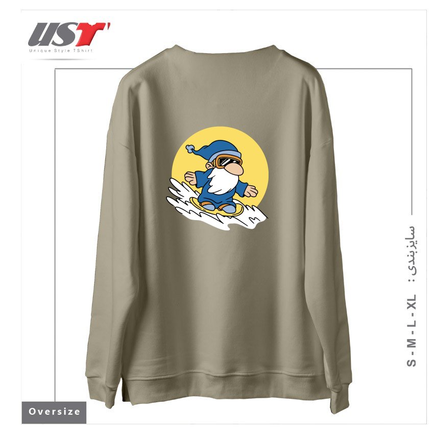 طرح GNOME ON SNOWBOARD سوییشرت اورسایزرنگ نخودی