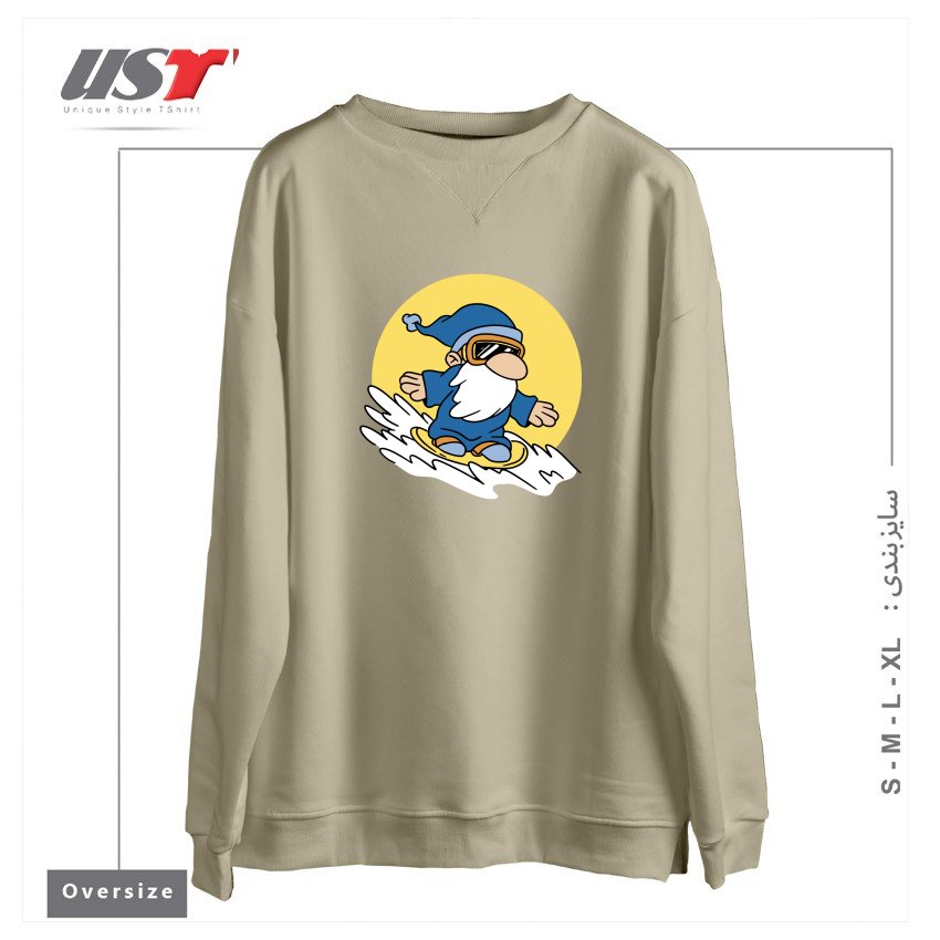 سوییشرت اورسایز طرح GNOME ON SNOWBOARD
