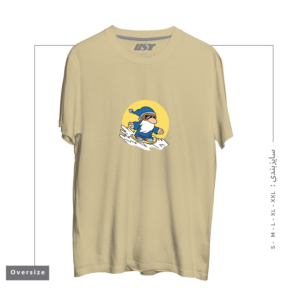 طرح GNOME ON SNOWBOARD تیشرت اورسایزرنگ نخودی