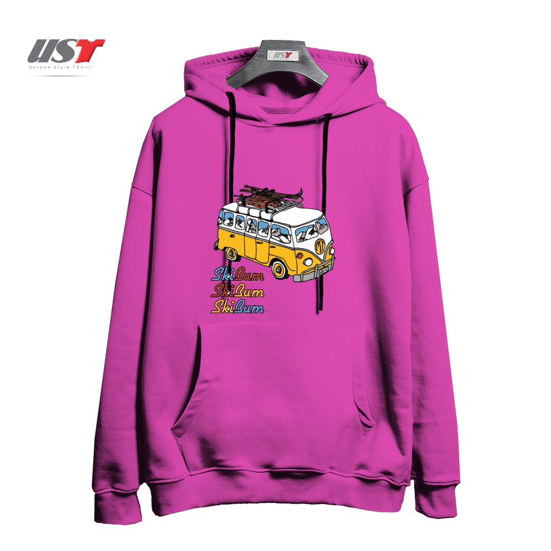 طرح MT SKI BUM هودی اورسایزرنگ صورتی