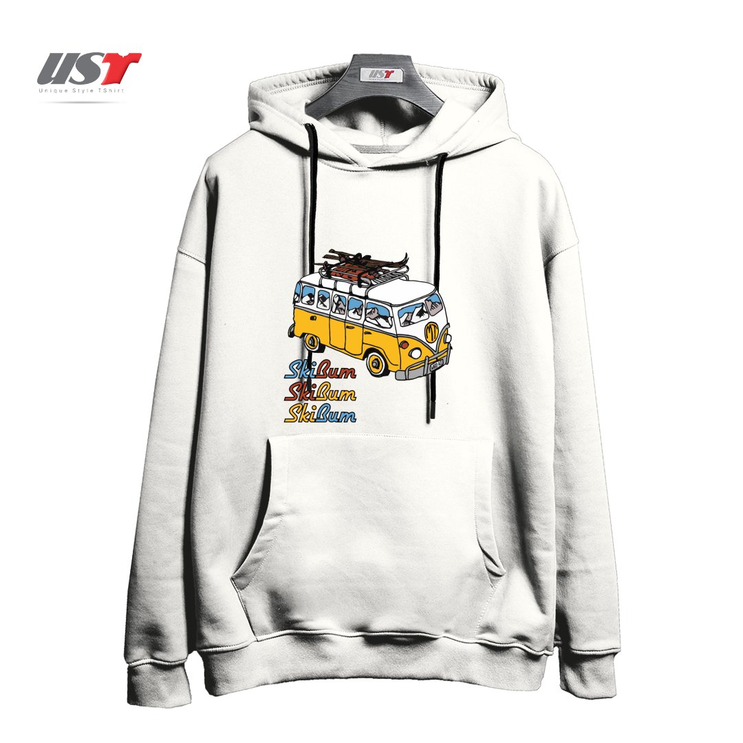 طرح MT SKI BUM هودی اورسایزرنگ سفید