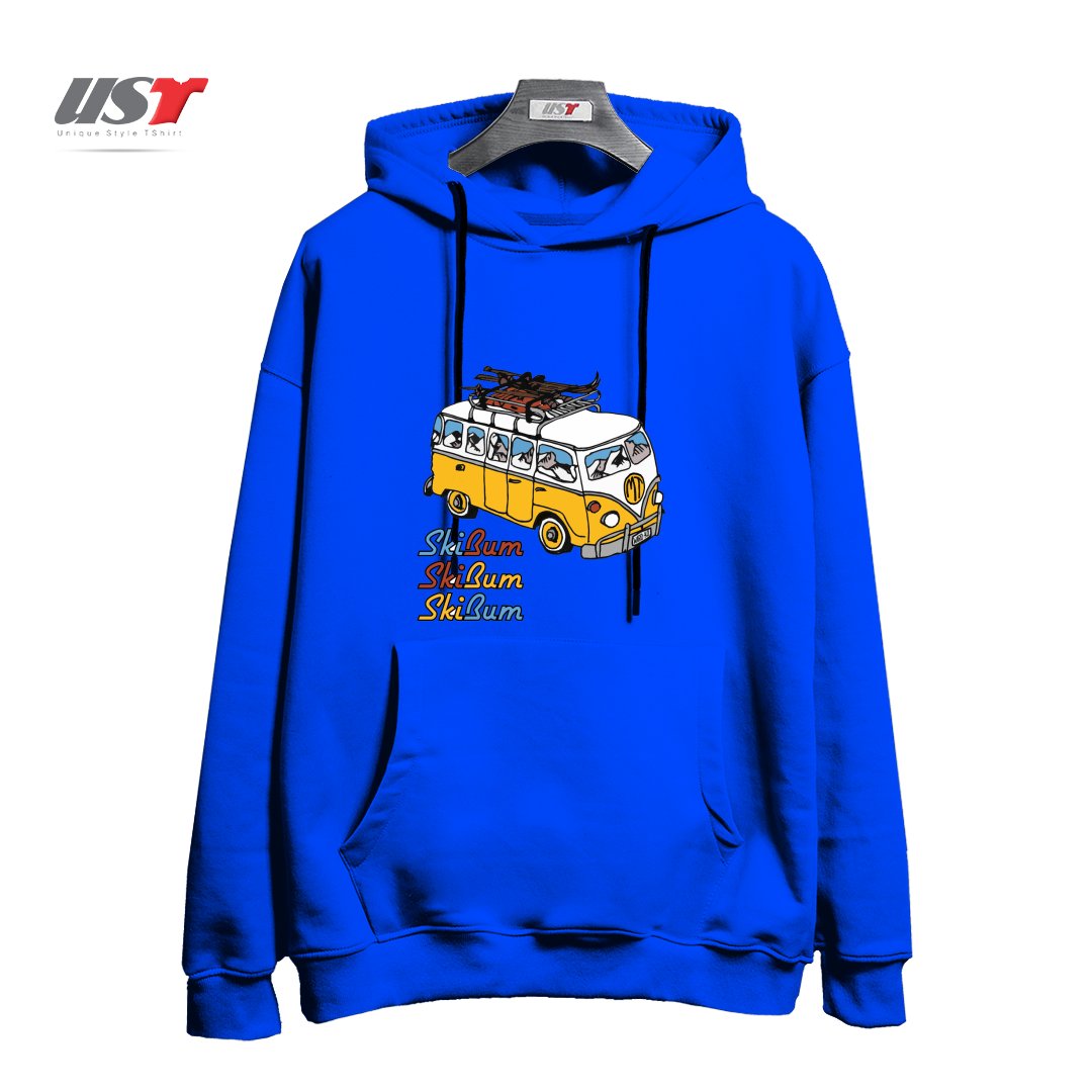 طرح MT SKI BUM هودی اورسایزرنگ آبی شالی