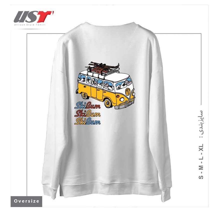 طرح MT SKI BUM سوییشرت اورسایزرنگ سفید