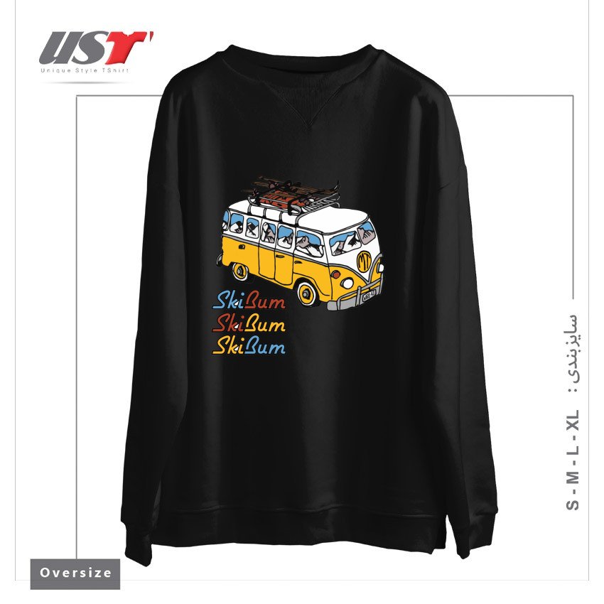 طرح MT SKI BUM سوییشرت اورسایزرنگ مشکی