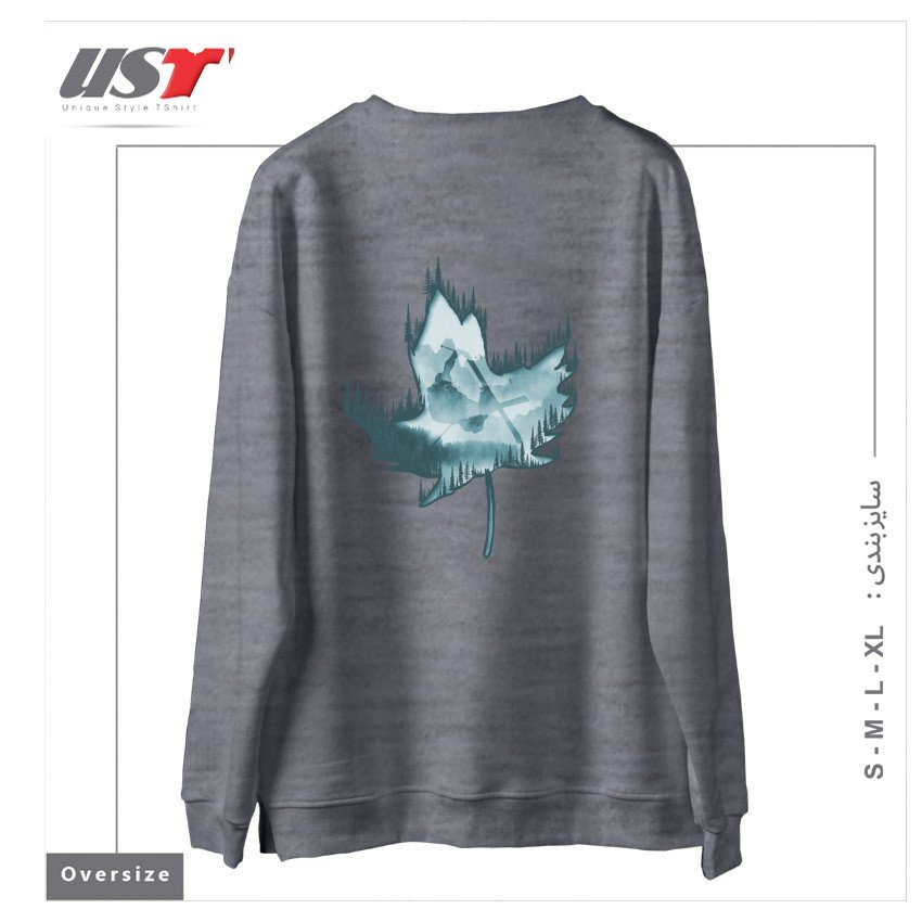 طرح MY SKI AND SNOW ART سوییشرت اورسایزرنگ طوسی ملانژ