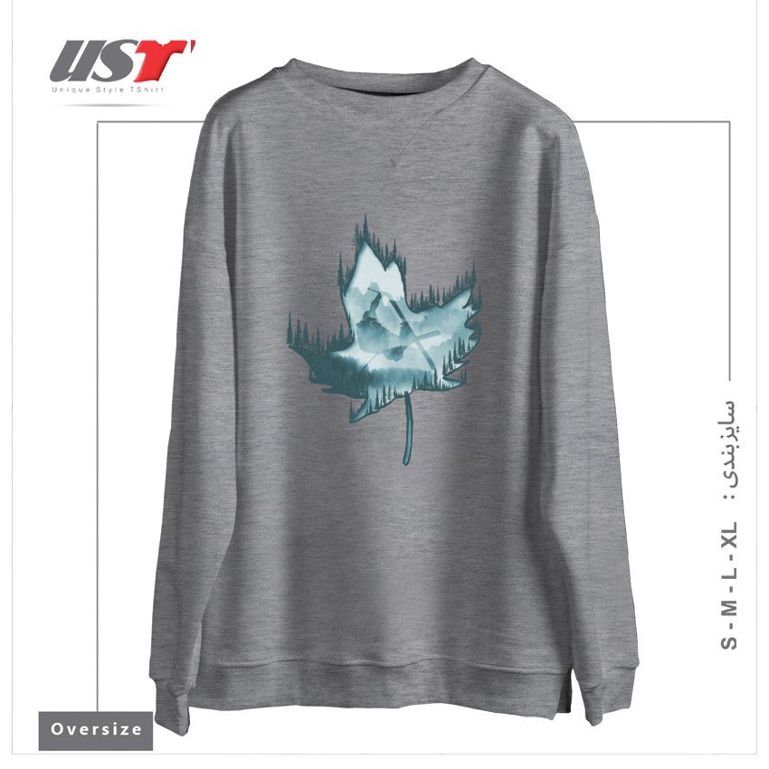 طرح MY SKI AND SNOW ART سوییشرت اورسایزرنگ طوسی ملانژ