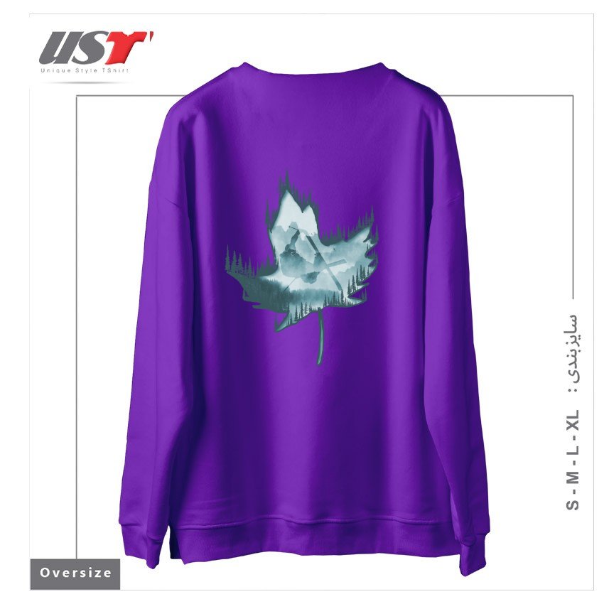 طرح MY SKI AND SNOW ART سوییشرت اورسایزرنگ بنفش