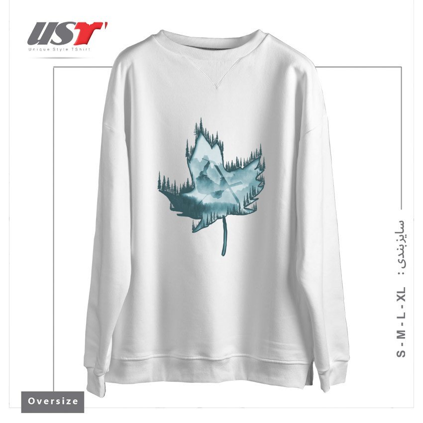طرح MY SKI AND SNOW ART سوییشرت اورسایزرنگ سفید