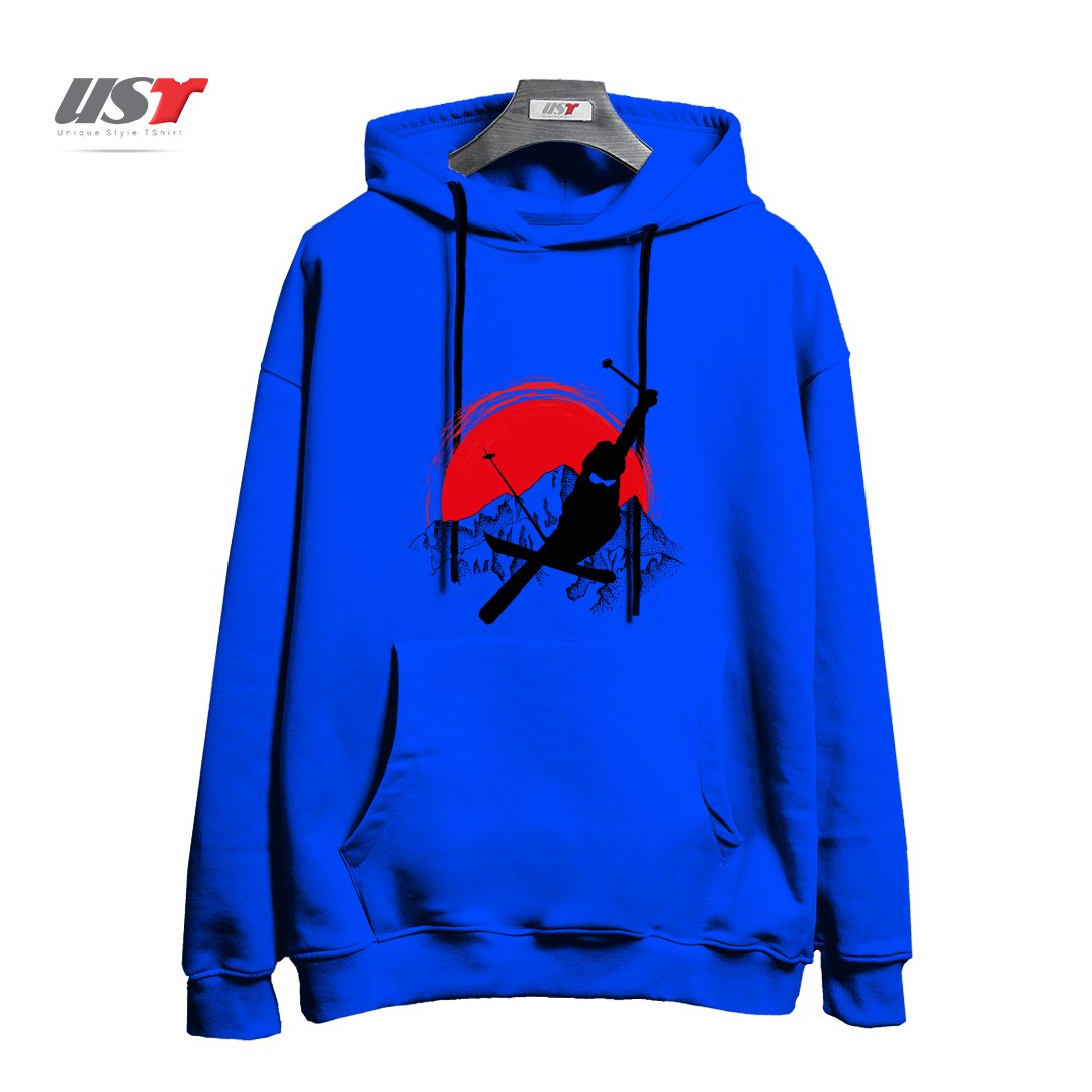 طرح MY SKI AND SNOW ART7 هودی اورسایزرنگ آبی شالی